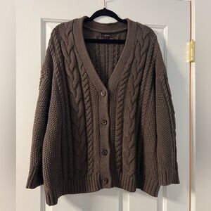 Quince Cable Knit Women's Sweater - Heathered Brown